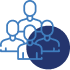 Outlined group of people icon.
